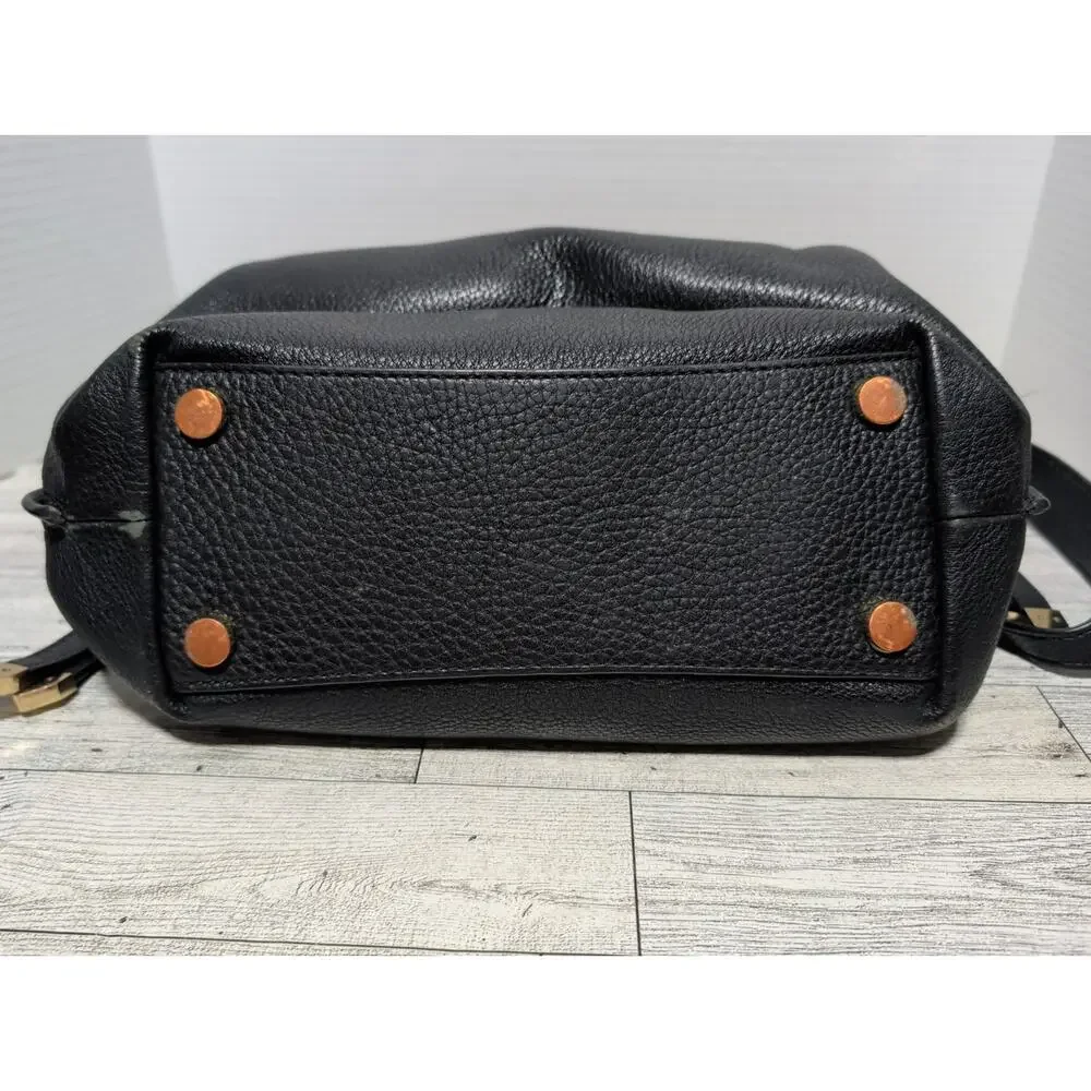 Michael Kors Greta Pebbled Leather Satchel in Black Purse Shoulder Bag